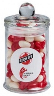 115g Jelly Beans In Small Glass Apothecary Jar