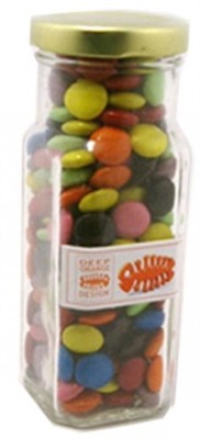 220g Choc Beans In Glass Squexagonal Jar
