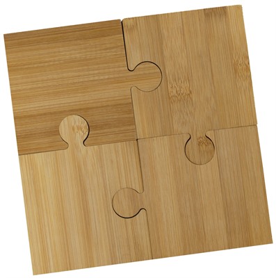 4 Piece Bamboo Coaster Puzzle Set