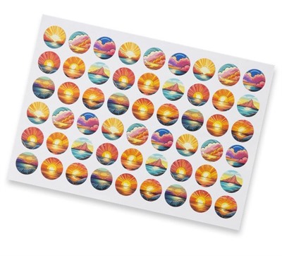 54 x 27mm Matte Circle Sticker Sheet