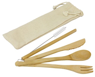 Bamboo Cutlery And Straw Set