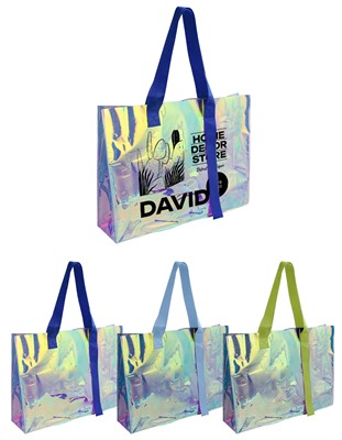 Braided Handle Holographic Tote Bag