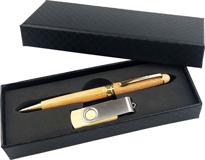 Global Bamboo Pen & USB Gift Set