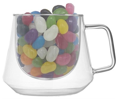 Jelly Beans In Double Walled Glass Coffee Mug