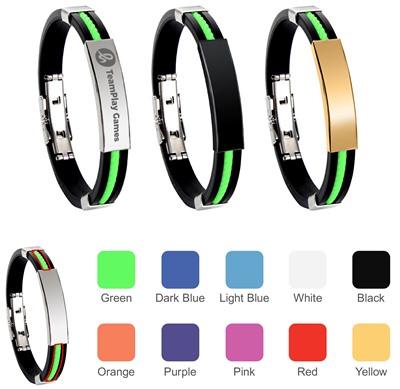 Polyurethane Striped Bracelet With Glide Lock Clasp