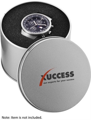 Round Silver Tin Watch Gift Box