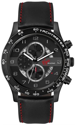 Summit Black Leather Band Sports Watch