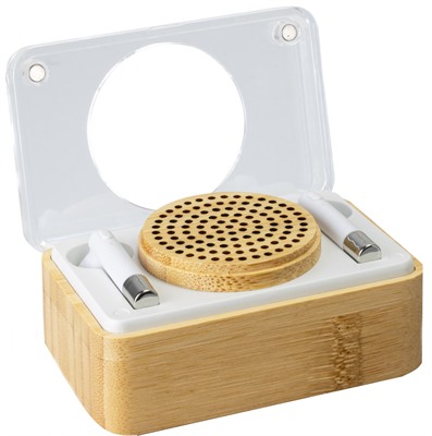 Zayne Bamboo Wireless Speaker and Earbud Set