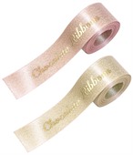 16mm Glitter Gold Satin Polyester Ribbon