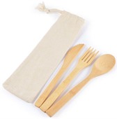 Bamboo Cutlery Set In Calico Bag