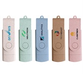 Double-End Wheat Straw Swivel Type C Flash Drive