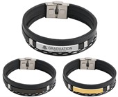 Layered Stitch Accent Leather Bracelet With Hook Buckle