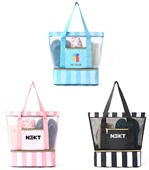 Multi Compartment Mesh Beach Tote Bag