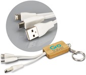 Rectangle Bamboo Charging Cable Key Ring