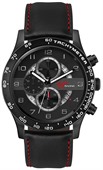 Summit Black Leather Band Sports Watch