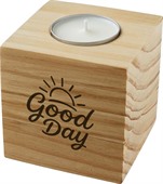 Wood Cube Tea Light Candle Holder