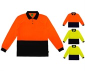 Work-Guard Recycled Polyester High Visibility Long Sleeve Polo